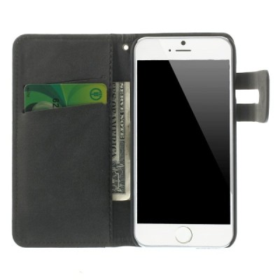 Apple iPhone 6 (6s) atvēramais melns zamšādas maciņš / Vacins.lv