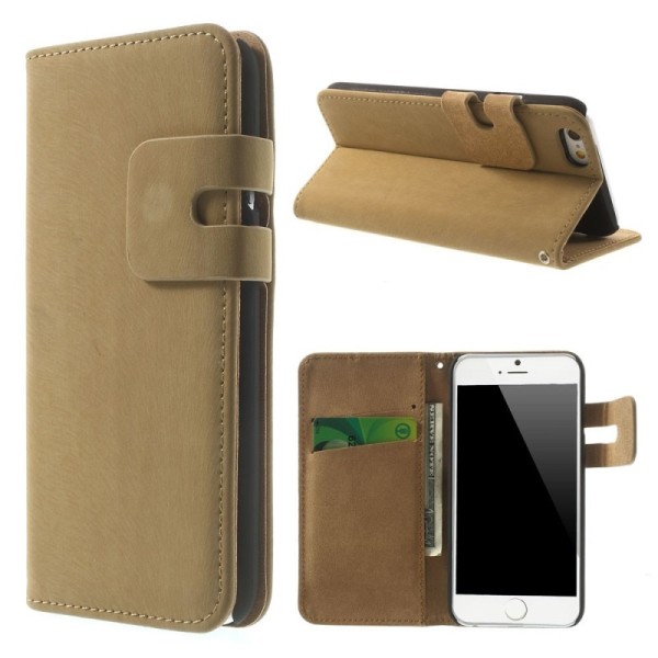 Verstos odos atverčiamas dėklas - šviesiai rudas (iPhone 6 / 6s)