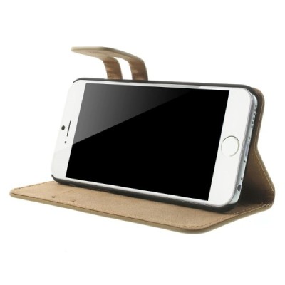 Apple iPhone 6 (6s) verstos odos atverčiamas šviesiai rudas dėklas - piniginė / Priedai.lt