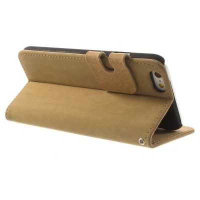 Apple iPhone 6 (6s) verstos odos atverčiamas šviesiai rudas dėklas - piniginė / Priedai.lt