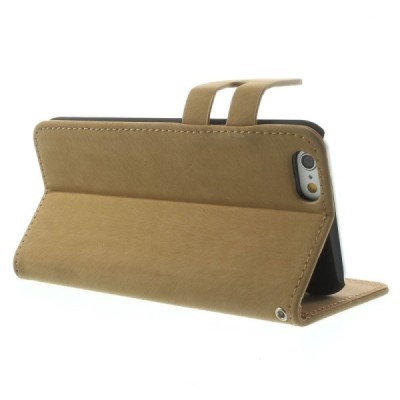 Apple iPhone 6 (6s) verstos odos atverčiamas šviesiai rudas dėklas - piniginė / Priedai.lt