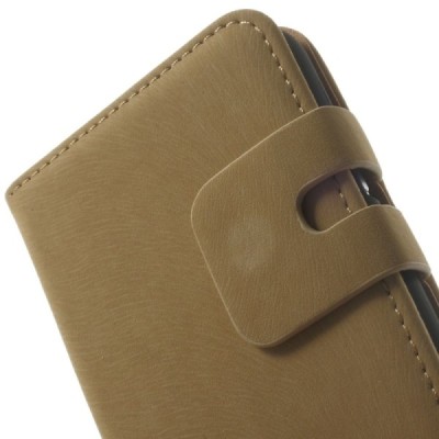 Apple iPhone 6 (6s) verstos odos atverčiamas šviesiai rudas dėklas - piniginė / Priedai.lt