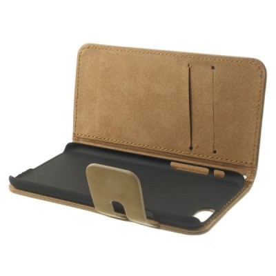 Apple iPhone 6 (6s) verstos odos atverčiamas šviesiai rudas dėklas - piniginė / Priedai.lt