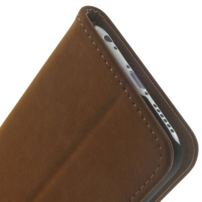 Apple iPhone 6 (6s) atvēramais brūns zamšādas maciņš / Vacins.lv