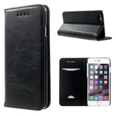 Apple iPhone 6 (6s) solidus atverčiamas juodas odinis dėklas - knygutė / Priedai.lt
