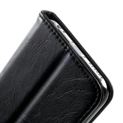 Apple iPhone 6 (6s) solīds atvēramais ādas melns maciņš / Vacins.lv