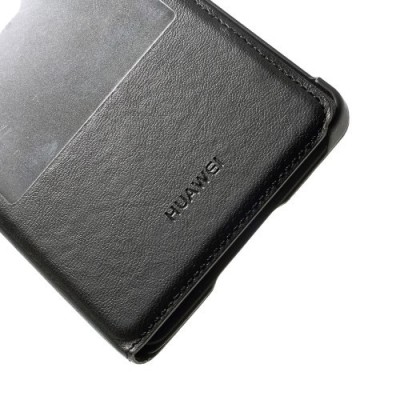 Huawei Ascend Mate 7 melns atvēramais „Smart Window“ ādas maciņš / Vacins.lv