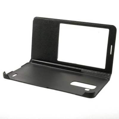 Huawei Ascend Mate 7 melns atvēramais „Smart Window“ ādas maciņš / Vacins.lv