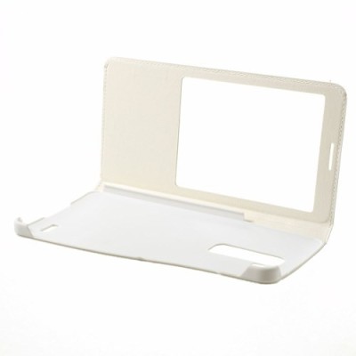 Huawei Ascend Mate 7 balts atvēramais „Smart Window“ ādas maciņš / Vacins.lv