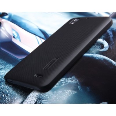 Huawei Ascend G630 Nillkin Frosted Shield melns plastmasas apvalks + ekrāna aizsargplēve / Vacins.lv