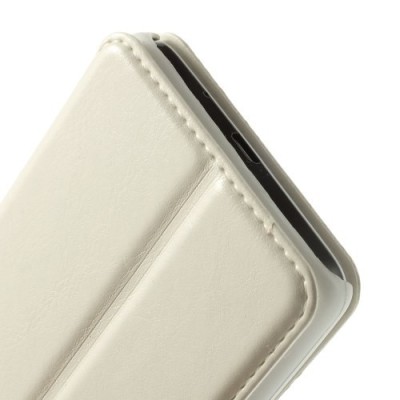 Huawei Ascend Y530 atverčiamas smėlio (dramblio kaulo) spalvos odinis dėklas - piniginė / Priedai.lt