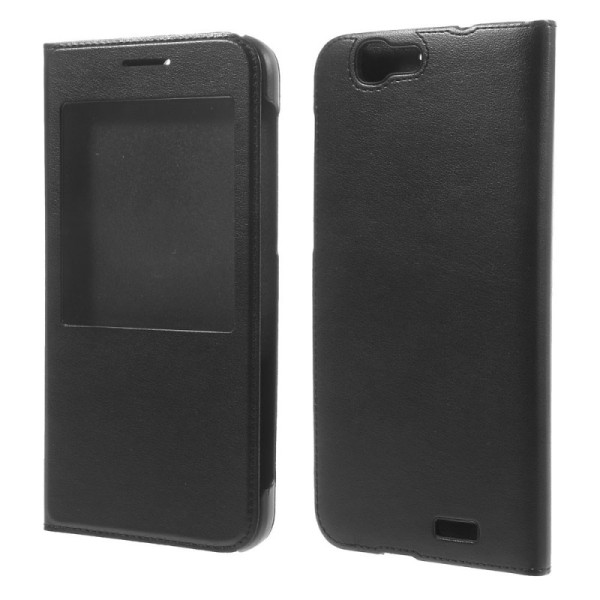 „Smart Window“ atverčiamas odinis dėklas - juodas (Ascend G7)