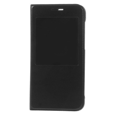 Huawei Ascend G7 juodas odinis atverčiamas „Smart Window“ dėklas su langeliu / Priedai.lt