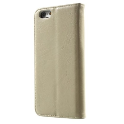 Apple iPhone 6 (6s) solidus atverčiamas smėlio (dramblio kaulo) spalvos odinis dėklas - knygutė / Priedai.lt