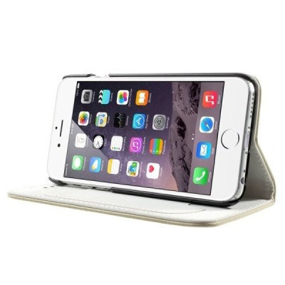 Apple iPhone 6 (6s) solidus atverčiamas smėlio (dramblio kaulo) spalvos odinis dėklas - knygutė / Priedai.lt