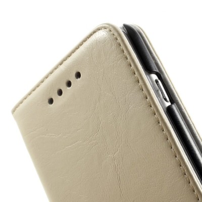 Apple iPhone 6 (6s) solidus atverčiamas smėlio (dramblio kaulo) spalvos odinis dėklas - knygutė / Priedai.lt
