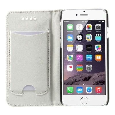 Apple iPhone 6 (6s) solidus atverčiamas smėlio (dramblio kaulo) spalvos odinis dėklas - knygutė / Priedai.lt