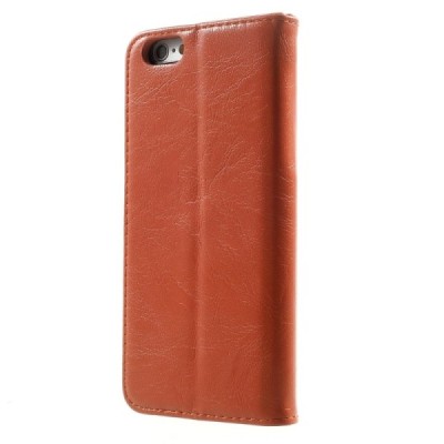Apple iPhone 6 (6s) solidus atverčiamas oranžinis odinis dėklas - knygutė / Priedai.lt