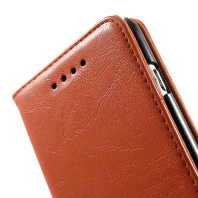Apple iPhone 6 (6s) solidus atverčiamas oranžinis odinis dėklas - knygutė / Priedai.lt