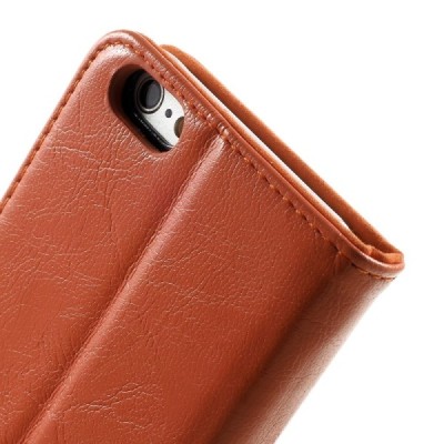 Apple iPhone 6 (6s) solidus atverčiamas oranžinis odinis dėklas - knygutė / Priedai.lt