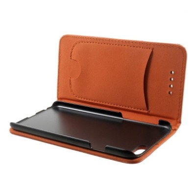 Apple iPhone 6 (6s) solidus atverčiamas oranžinis odinis dėklas - knygutė / Priedai.lt