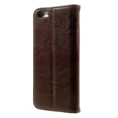 Apple iPhone 6 (6s) solīds atvēramais ādas brūns maciņš / Vacins.lv