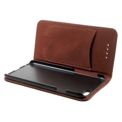 Apple iPhone 6 (6s) solīds atvēramais ādas brūns maciņš / Vacins.lv