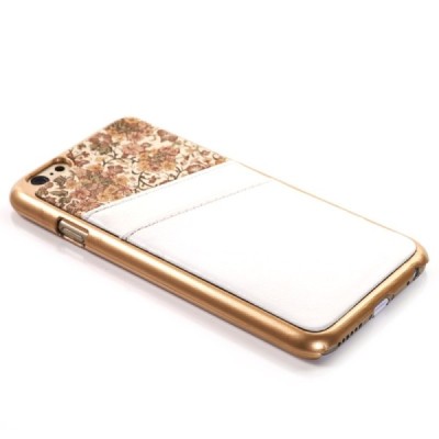 Apple iPhone 6 (6s) balts puķains ādas apvalks ar iebūvētu karšu turētāju / Vacins.lv