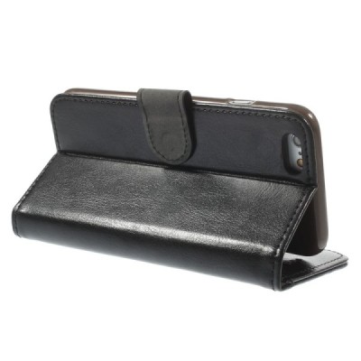 Apple iPhone 6 (6s) atverčiamas juodas odinis dėklas - piniginė / Priedai.lt