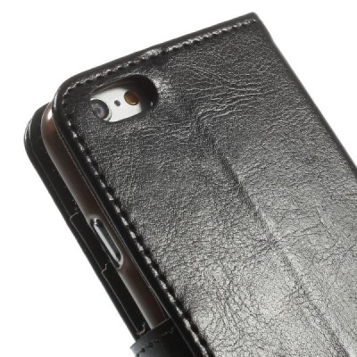 Apple iPhone 6 (6s) atverčiamas juodas odinis dėklas - piniginė / Priedai.lt