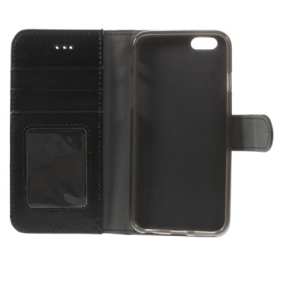 Apple iPhone 6 (6s) atverčiamas juodas odinis dėklas - piniginė / Priedai.lt