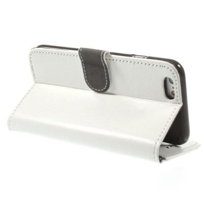 Apple iPhone 6 (6s) atverčiamas baltas odinis dėklas - piniginė / Priedai.lt