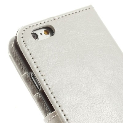 Apple iPhone 6 (6s) atverčiamas baltas odinis dėklas - piniginė / Priedai.lt