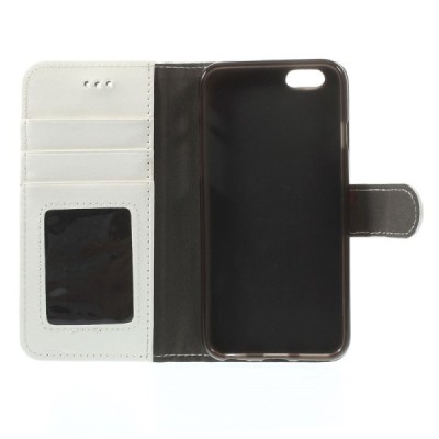 Apple iPhone 6 (6s) atverčiamas baltas odinis dėklas - piniginė / Priedai.lt