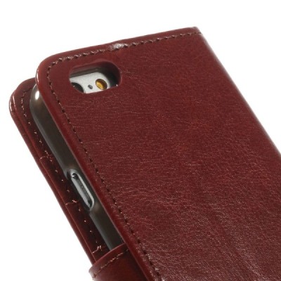 Apple iPhone 6 (6s) atverčiamas rudas odinis dėklas - piniginė / Priedai.lt