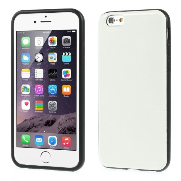 Cieta silikona (TPU) apvalks ar ādas atdarinājumu - balts (iPhone 6 / 6s)