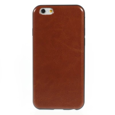 Apple iPhone 6 (6s) rudas kieto silikono TPU dėklas su odos imitacija - nugarėlė / Priedai.lt