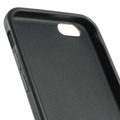 Apple iPhone 6 (6s) rudas kieto silikono TPU dėklas su odos imitacija - nugarėlė / Priedai.lt