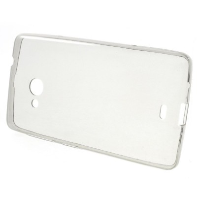 Microsoft Lumia 535 skaidrus (permatomas) kieto silikono TPU ploniausias pasaulyje pilkas dėklas / Priedai.lt