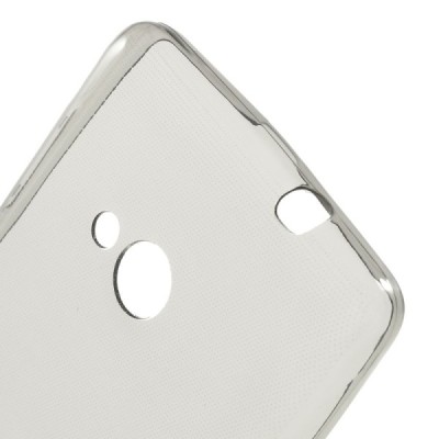 Microsoft Lumia 535 skaidrus (permatomas) kieto silikono TPU ploniausias pasaulyje pilkas dėklas / Priedai.lt