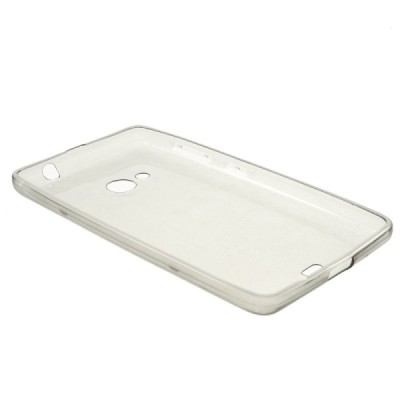Microsoft Lumia 535 skaidrus (permatomas) kieto silikono TPU ploniausias pasaulyje pilkas dėklas / Priedai.lt