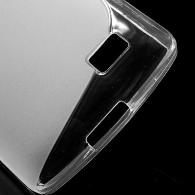 LG L Fino (D290, D295) „S-Line“ skaidrus (permatomas) kieto silikono TPU dėklas - nugarėlė / Priedai.lt