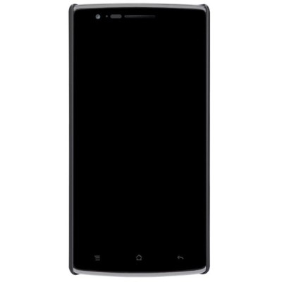OnePlus One Nillkin Frosted Shield juodas plastikinis dėklas + apsauginė ekrano plėvelė / Priedai.lt