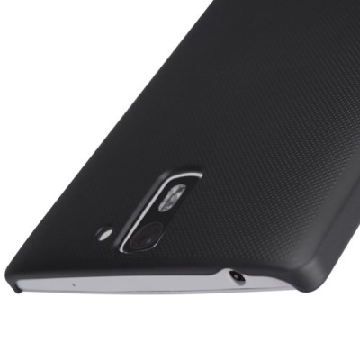 OnePlus One Nillkin Frosted Shield juodas plastikinis dėklas + apsauginė ekrano plėvelė / Priedai.lt