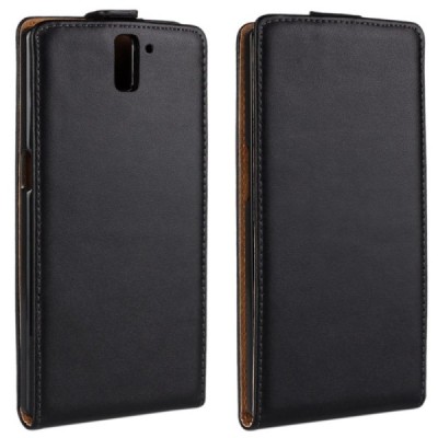 OnePlus One klasikinis vertikaliai atverčiamas juodas odinis dėklas / Priedai.lt