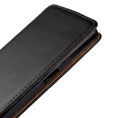 OnePlus One klasikinis vertikaliai atverčiamas juodas odinis dėklas / Priedai.lt