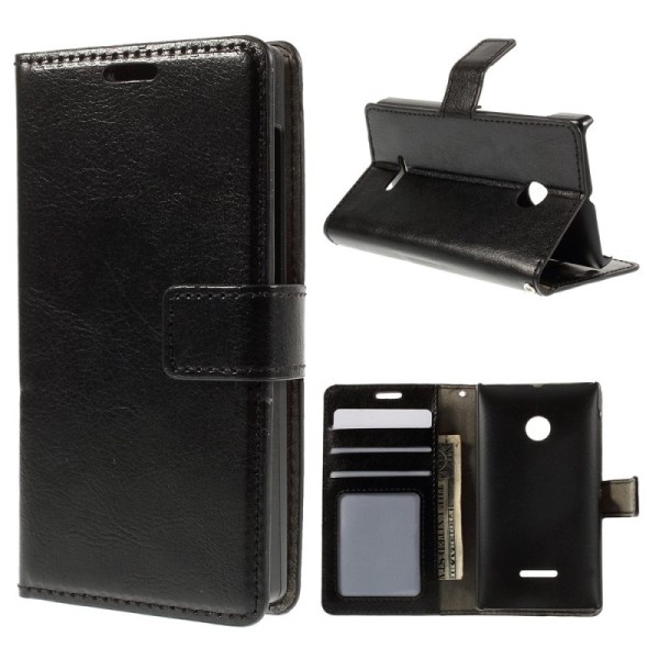 Atvēramais ādas maciņš - melns (Lumia 435)