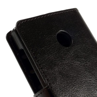 Microsoft Lumia 435 atvēramais melns ādas maciņš / Vacins.lv