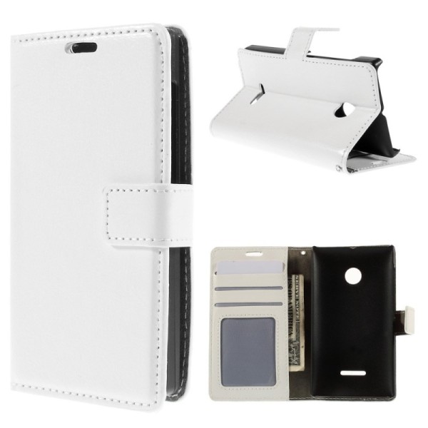 Atvēramais ādas maciņš - balts (Lumia 435)