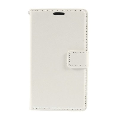 Microsoft Lumia 435 atvēramais balts ādas maciņš / Vacins.lv